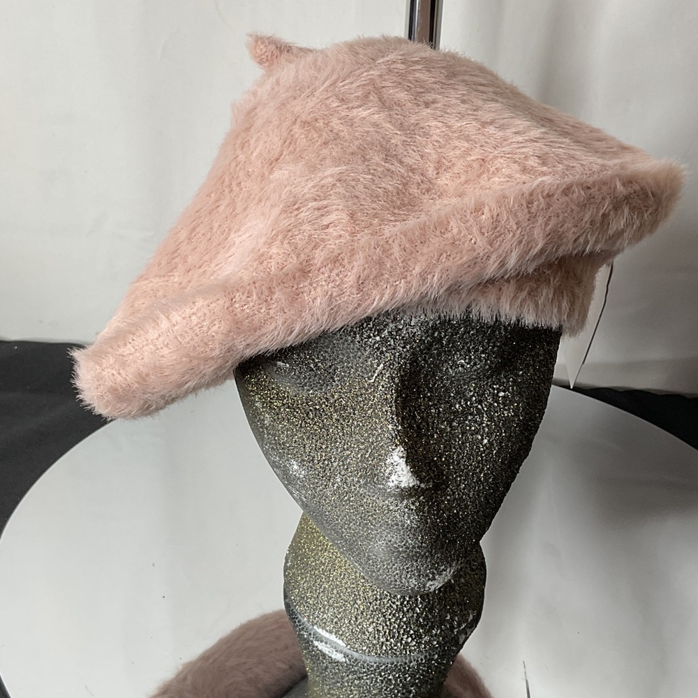 Elegant Blush Fuzzy Beret